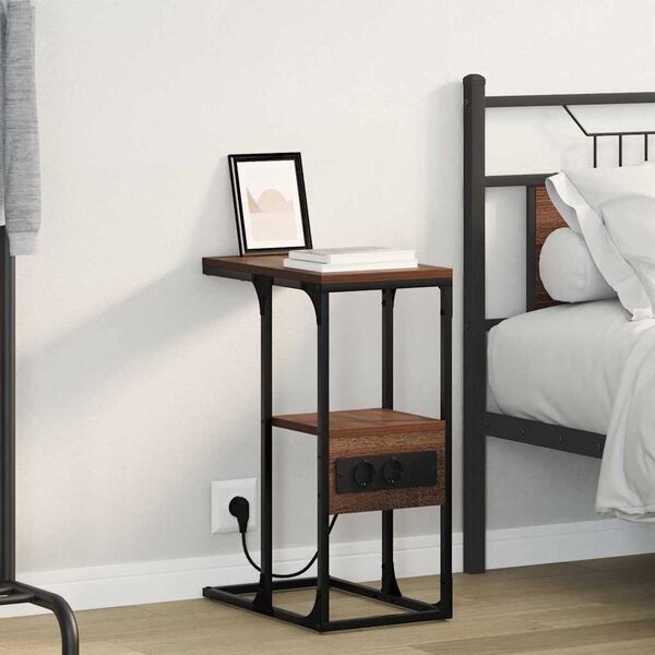 vidaXL Natskab med skuffe Brun eg 41.5 x 26 x 60.5 cm Konstrueret tr&aelig;