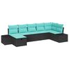 vidaXL Havesofa S&aelig;t 7 stk. Sort polyrattan