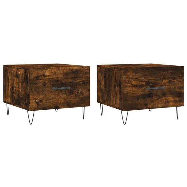 vidaXL sofaborde 2 stk. 50x50x40 cm konstrueret tr&aelig; r&oslash;get egetr&aelig;sfarve