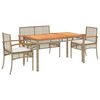 vidaXL spisebordss&aelig;t til haven 4 dele med hynder polyrattan beige