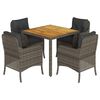 vidaXL spisebordss&aelig;t til haven 5 dele med hynder polyrattan gr&aring;