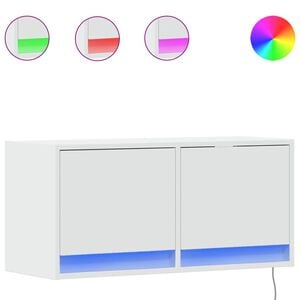 vidaXL v&aelig;gh&aelig;ngt tv-bord med LED-lys 80x31x35 cm hvid