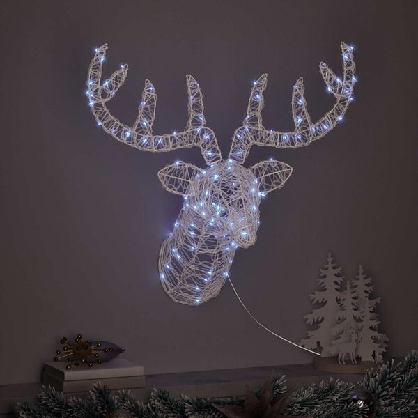 vidaXL Rensdyr hoved Kold hvid 68 x 36.5 x 62.5 cm Akryl