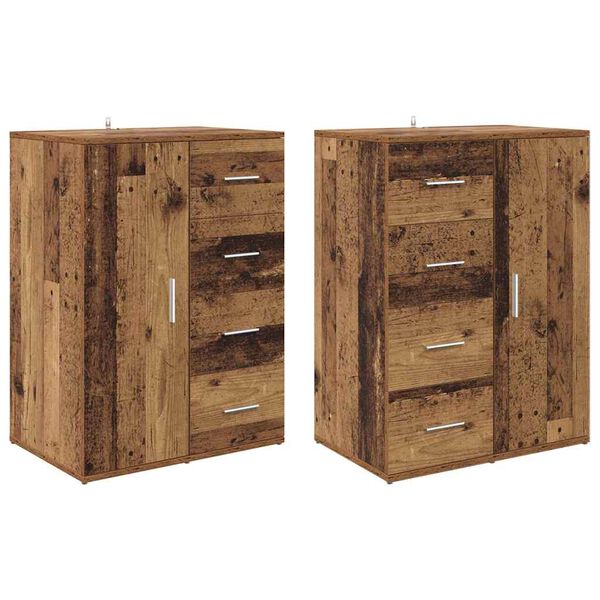 vidaXL Sideboards med skuffe Corona 2 pcs Gammelt tr&aelig; 59 x 39 x 80 cm