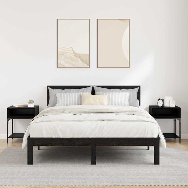 vidaXL Sengebord 2 pcs Sort eg 40 x 40 x 50 cm Konstrueret tr&aelig;