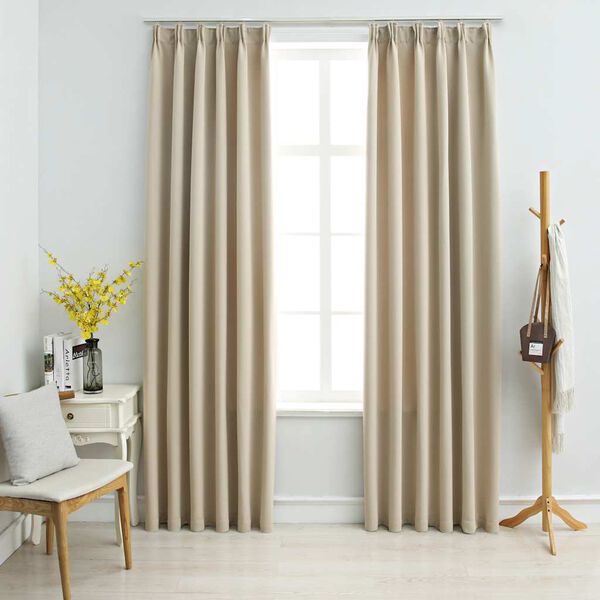 vidaXL m&oslash;rkl&aelig;gningsgardiner 2 stk. med kroge 140 x 245 cm beige
