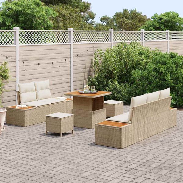 vidaXL Havesofa S&aelig;t 8 pcs Beige polyrattan