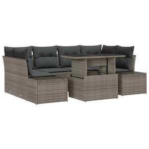 vidaXL Havesofa S&aelig;t 7 pcs Gr&aring; Poly Rattan og pulverlakeret st&aring;l