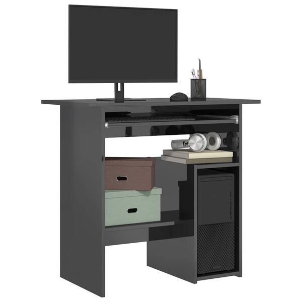 vidaXL skrivebord 80 x 45 x 74 cm sp&aring;nplade gr&aring; h&oslash;jglans