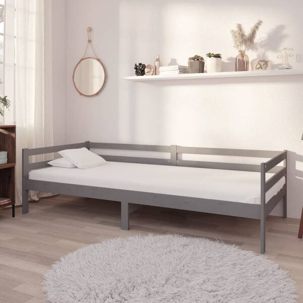 vidaXL daybed 90x200 cm massivt fyrretræ grå