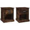 vidaXL sengeborde 2 stk. 39x39x47,5 cm konstrueret tr&aelig; r&oslash;get eg