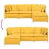 vidaXL modulsofa med fodskammel og hynder fl&oslash;jlsstof lysegul