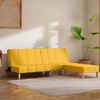 vidaXL 2-personers sovesofa med fodskammel stof gul