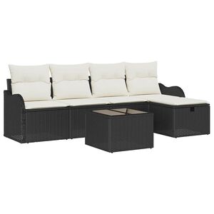 vidaXL Havesofa S&aelig;t med pude 6 pcs Sort og Cream polyrattan
