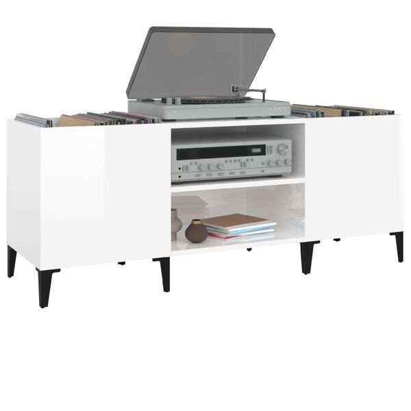 vidaXL vinylskab 121x38x48 cm konstrueret træ hvid højglans