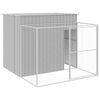 vidaXL hundehus med l&oslash;beg&aring;rd 214x253x181 cm galvaniseret st&aring;l lysegr&aring;