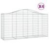 vidaXL buede gabionkurve 4 stk. 200x50x100/120 cm galvaniseret jern