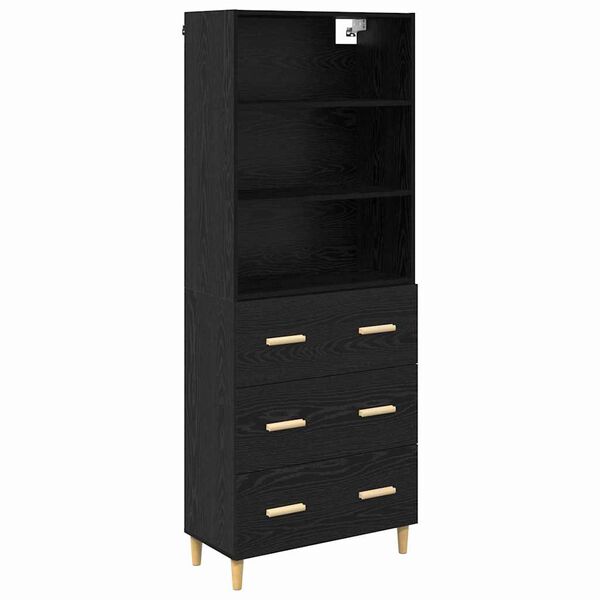 vidaXL Highboard Sort eg 69,5 x 32,5 x 180 cm Konstrueret tr&aelig;