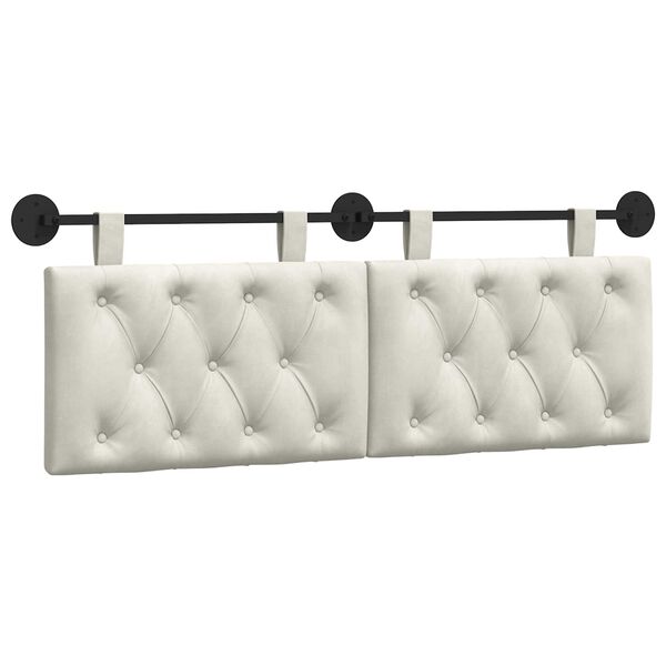 vidaXL H&aelig;ngende Hovedgavl V&aelig;gmonteret Creme 130 x 55 x 7 cm Fl&oslash;jl