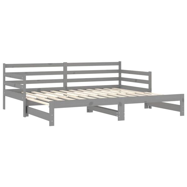 vidaXL daybed med udtr&aelig;k 2x(90x200) cm massivt fyrretr&aelig; gr&aring;