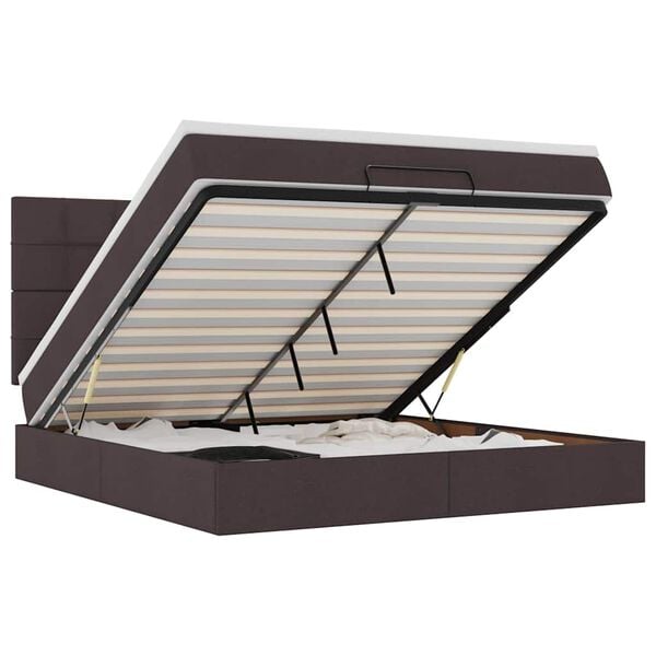 vidaXL osmannisk sengeramme med madras 160x200 cm stof m&oslash;rkebrun
