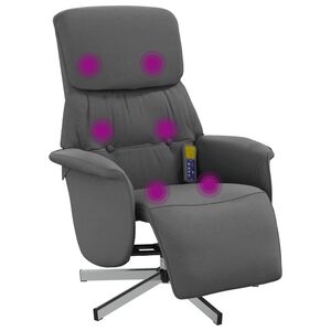 vidaXL massagestol med fodst&oslash;tte stof m&oslash;rkegr&aring;