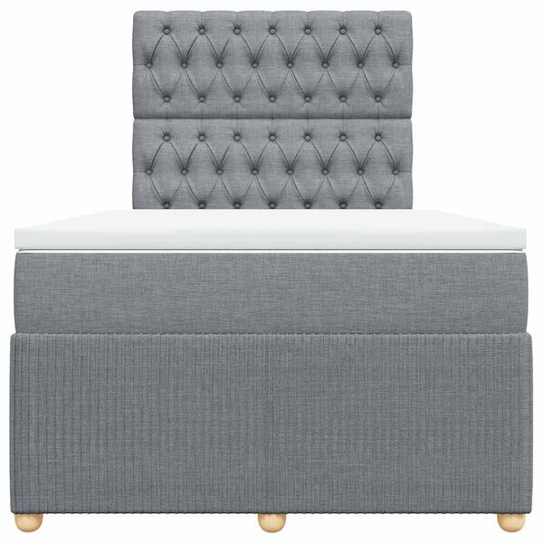 vidaXL kontinentalseng med madras 120x200 cm stof lysegr&aring;