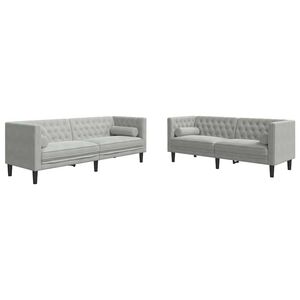 vidaXL Stue Sofa 2 pcs Lysegr&aring; 194 x 74,5 x 70,5 cm Fl&oslash;jl