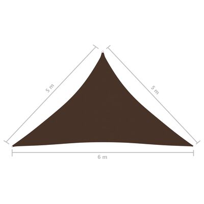vidaXL solsejl 5x5x6 m trekantet oxfordstof brun