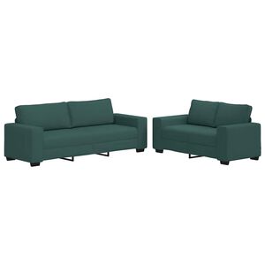 vidaXL sofas&aelig;t 2 dele med hynder stof m&oslash;rkegr&oslash;n