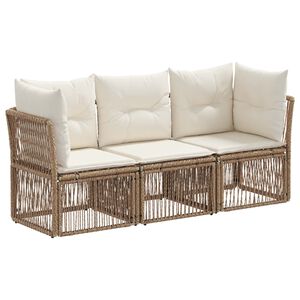 vidaXL Havesofa S&aelig;t 3 stk. Beige polyrattan