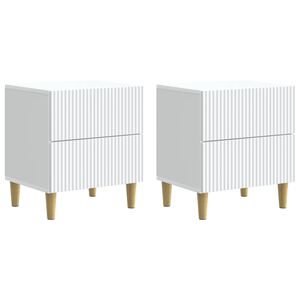 vidaXL Natskab med skuffe 2 pcs Hvid 43 x 34,5 x 48 cm Konstrueret tr&aelig;