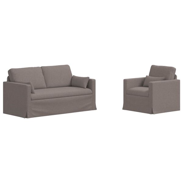 vidaXL Sofa 140cm 2 pcs Gr&aring;brun Metal