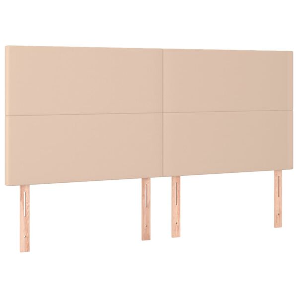 vidaXL sengegavl med LED-lys 180x5x118/128 cm kunstl&aelig;der cappuccino
