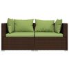 vidaXL 2-personers sofa med hynder polyrattan brun