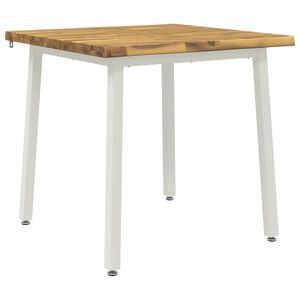vidaXL 60 x 55 x 75 cm Massivt Akacietr&aelig; Hvid Rektangul&aelig;r