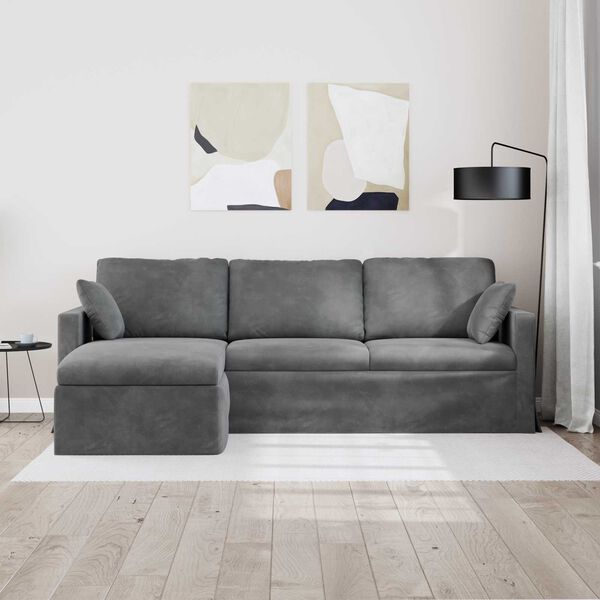 vidaXL Sofa M&oslash;rkegr&aring; 198 x 134 x 80 cm Fl&oslash;jl