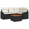 vidaXL Havesofa S&aelig;t med pude 5 pcs Sort polyrattan