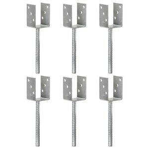 vidaXL hegnspl&oslash;kker 6 stk. 7x6x30 cm galvaniseret st&aring;l s&oslash;lvfarvet
