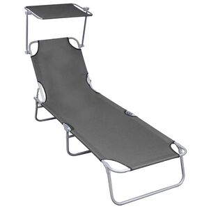 vidaXL foldbar liggestol med baldakin aluminium gr&aring;