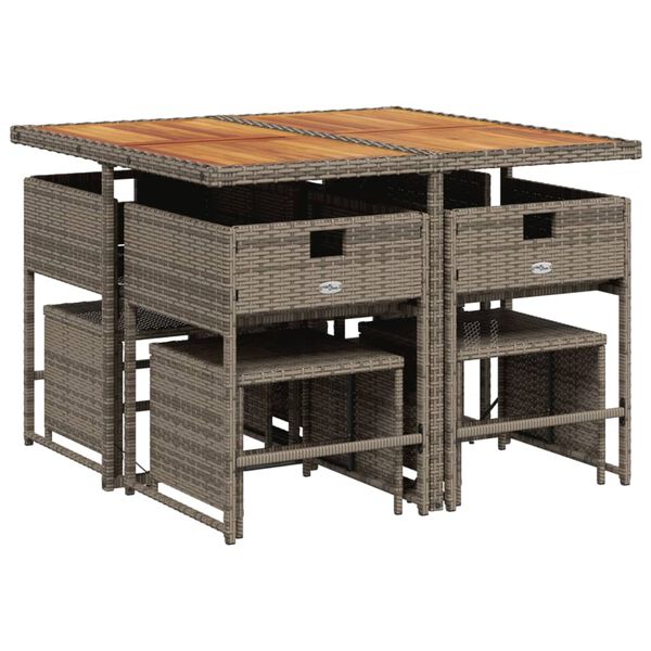 vidaXL spisebordss&aelig;t til haven 9 dele med hynder polyrattan gr&aring;