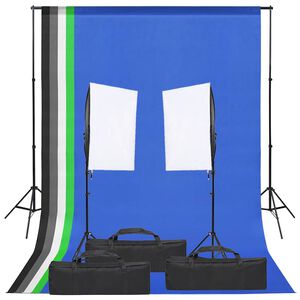 vidaXL fotostudies&aelig;t med lampes&aelig;t og baggrund
