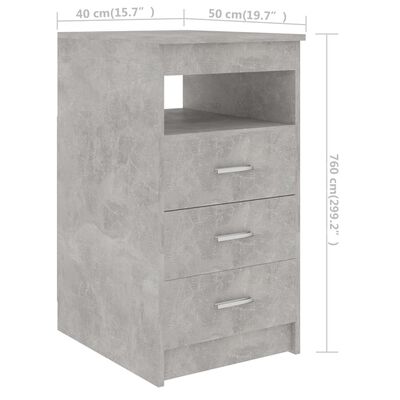 vidaXL skuffeskab 40x50x76 cm konstrueret træ betongrå