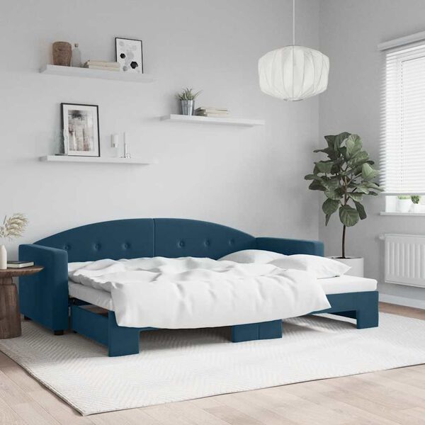 vidaXL daybed med udtr&aelig;k 80x200 cm velour bl&aring;