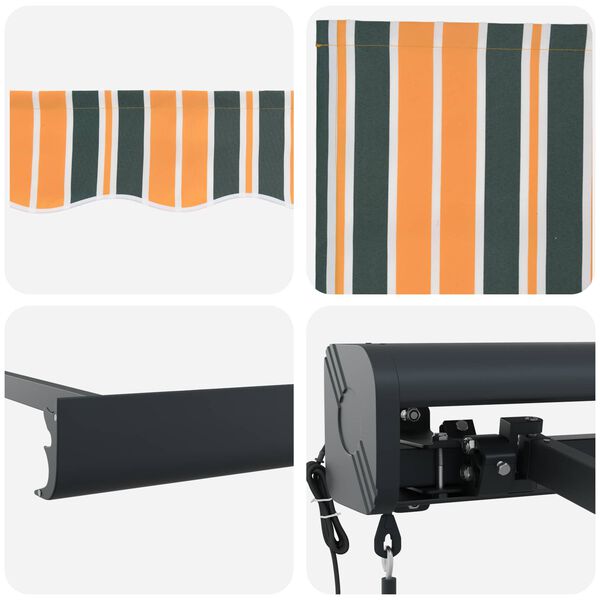 vidaXL Markise Gr&oslash;n og Gul 350 x 250 x 165 cm Polyester og Aluminium