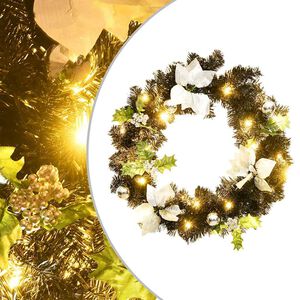 vidaXL julekrans med LED-lys 60 cm PVC sort