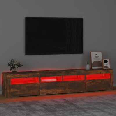 vidaXL tv-skab med LED-lys 210x35x40 cm røget egetræ