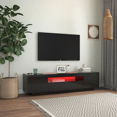 vidaXL tv-skab med LED-lys 160x35x40 cm sort højglans