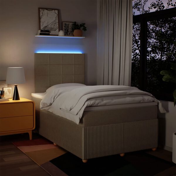 vidaXL kontinentalseng med madras 120x200 cm stof cremefarvet