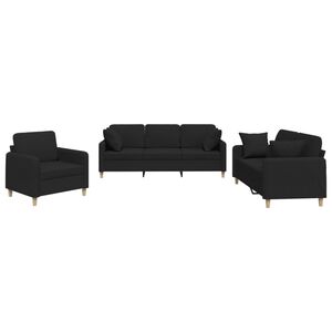 vidaXL sofas&aelig;t 3 dele med puder stof sort